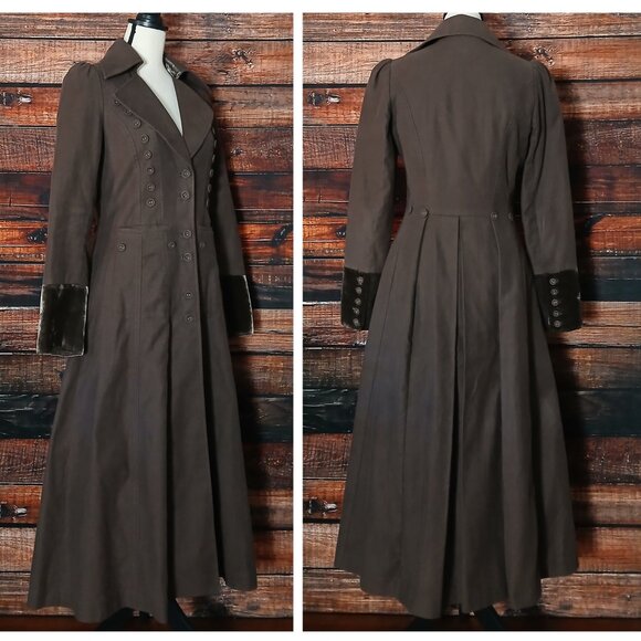 Elevenses Anthropologie Coat Jacket Size 2 Victorian Gothic Skirted Brown - Picture 2 of 9